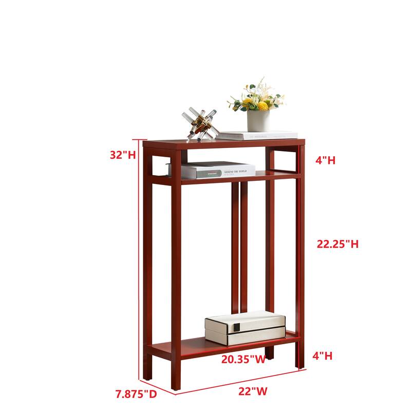 Bisbee Wood 22-inch Console Table with Two Shelves - 22"L x 8"W x 32"H