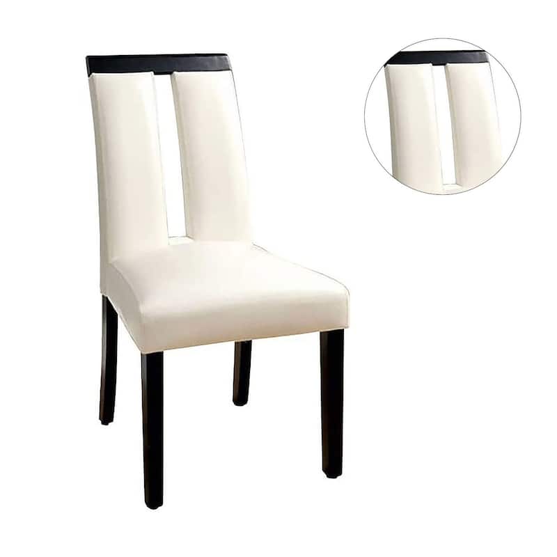 Set of 2 Leatherette Dining Chairs in Black and White - Counter Height