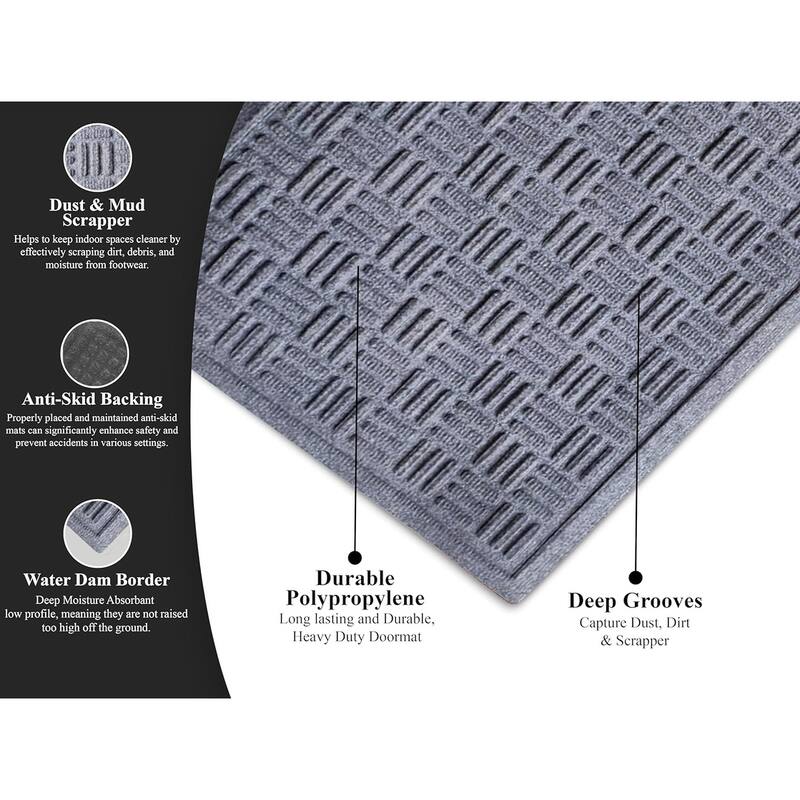 A1HC New All Weather Superior Dirt and Moisture Absorbing Polypropylene Door Mat with Non-Slip Backing for Inside Outside Use
