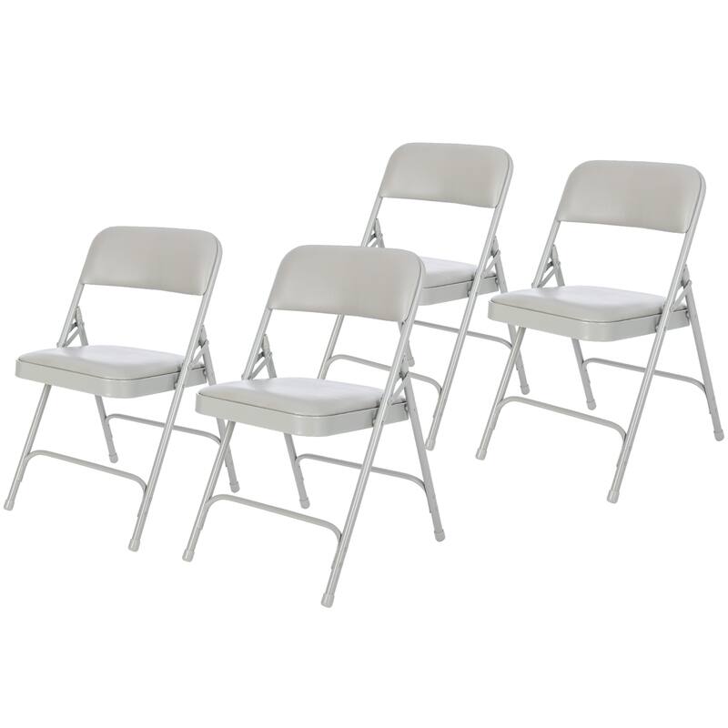 4 Pack Hampden Furnishings Bernadine Collection Vinyl Padded Folding Chair - Grey