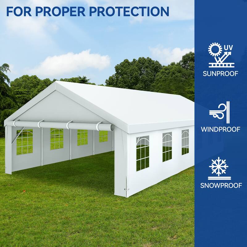 Outdoor White Canopy Party Tent Sunshine Shelter - 20*40Ft