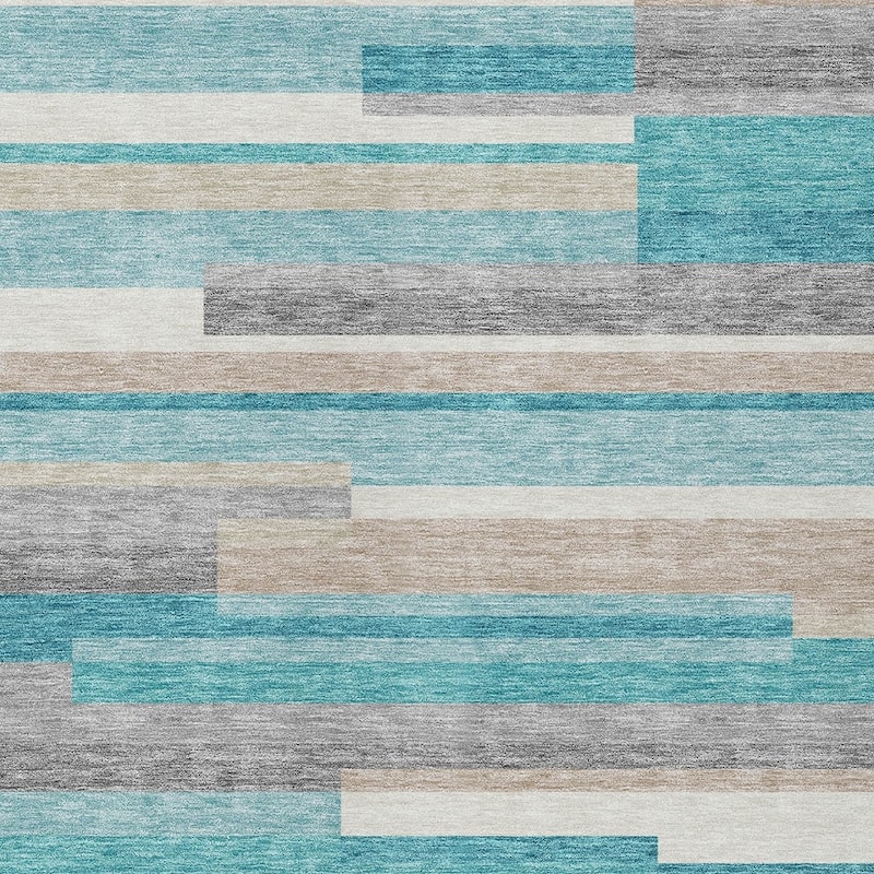 HomeRoots Striped Transitional Rectangle Outdoor Rug