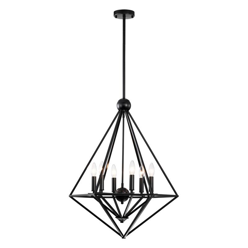 Desera 6-Light Matte Black Geometric Chandelier