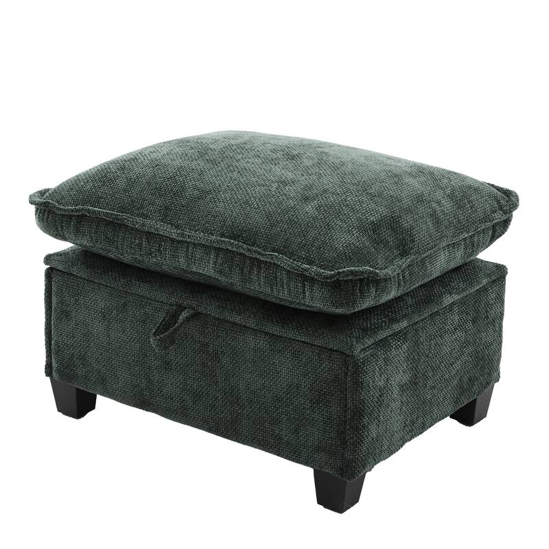 Chenille U-shape Sectional Sofa with Chaise and Storage Ottoman, Modular Couch with USB/Type-C Ports, Side Pockets, Phone Holder