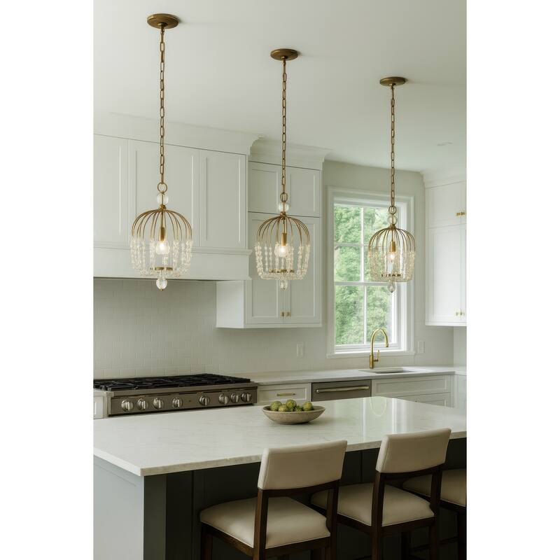 Varaluz Voliere 1-Light Crystal Pendant - Havana Gold