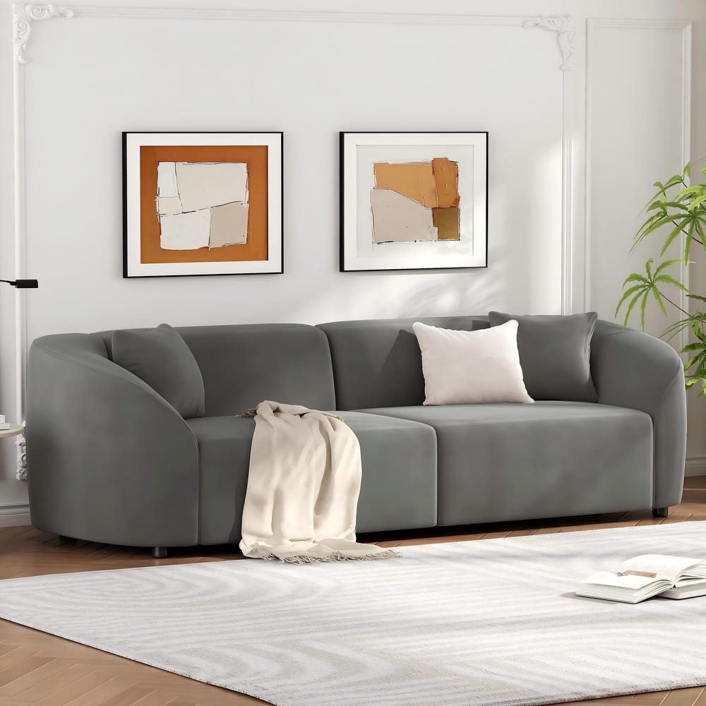 Christopher Knight Home - Allegra Sculptural Upholstered 87" Curved Sofa