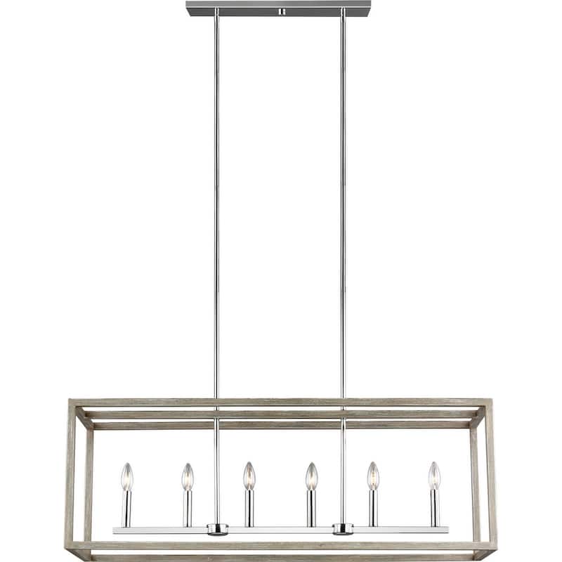 Generation Lighting Moffet Street Transitional Six Light Linear Island Pendant - 15 - 15 - Multi