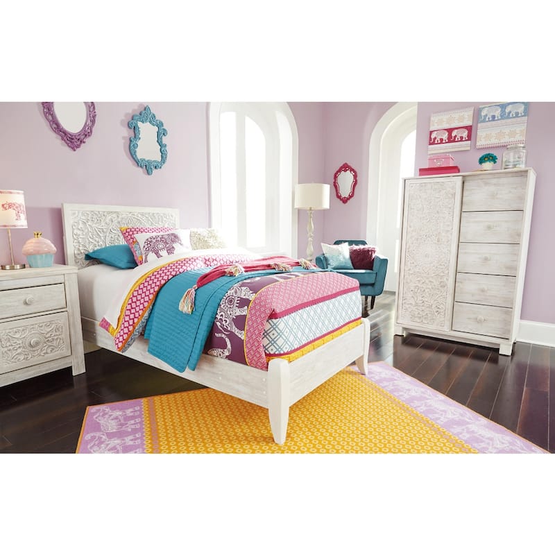 Paxberry Whitewash Panel Bed