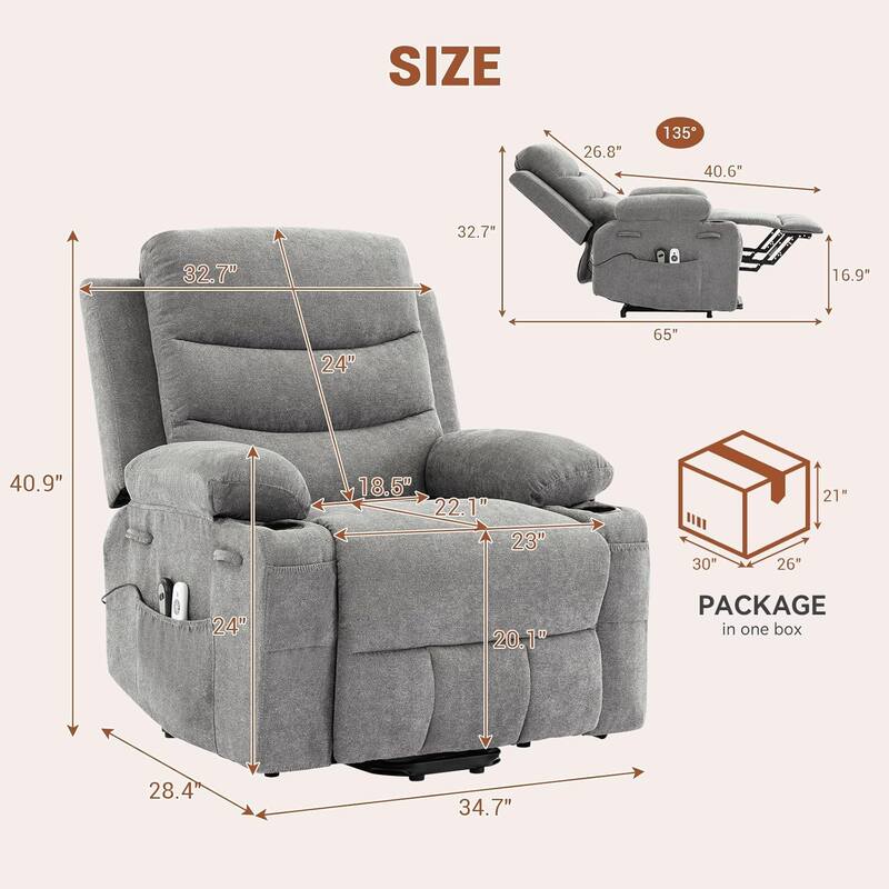 Oversized Power Lift Recliner Chair, Electric Reclining Sofa, Single Glider Recliner