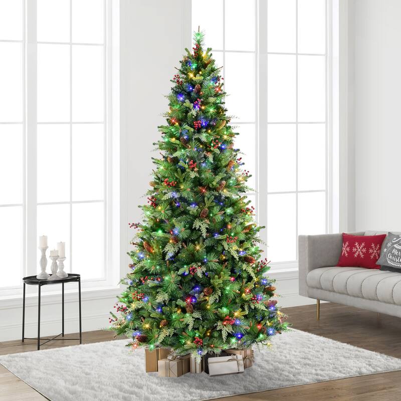 Puleo International 7.5 ft. Pre-Lit Albany Spruce Adorned Artificial Christmas Tree