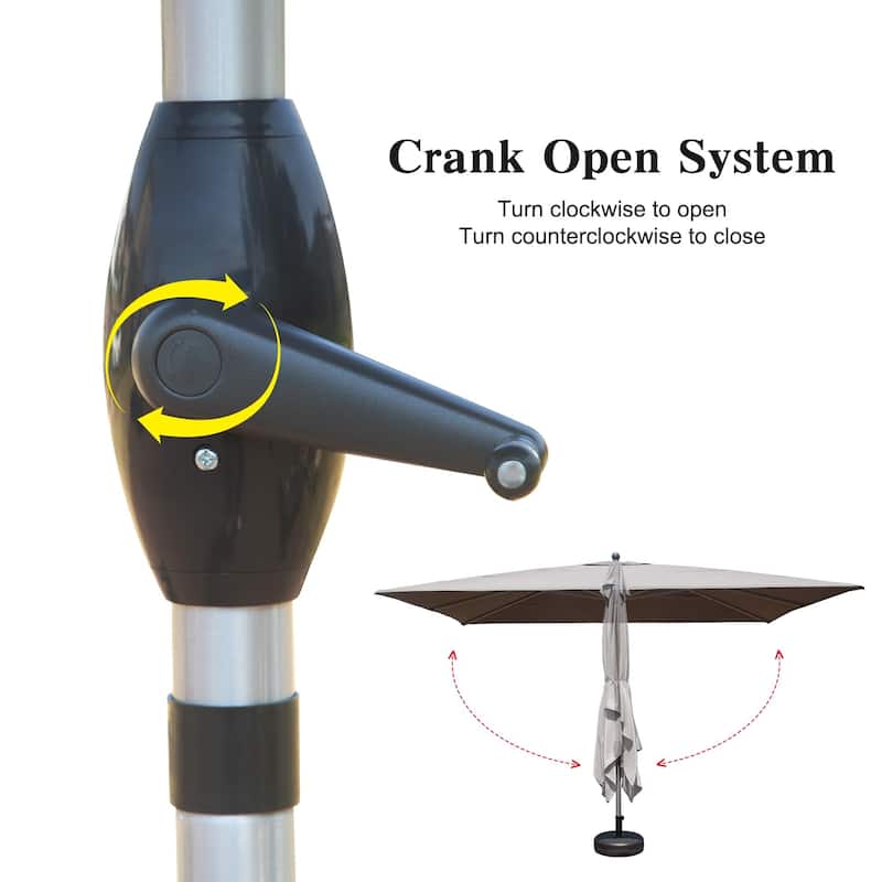 Rectangle Patio Umbrella With Crank Lift And Tilt Function,Beige(Base Not Included)