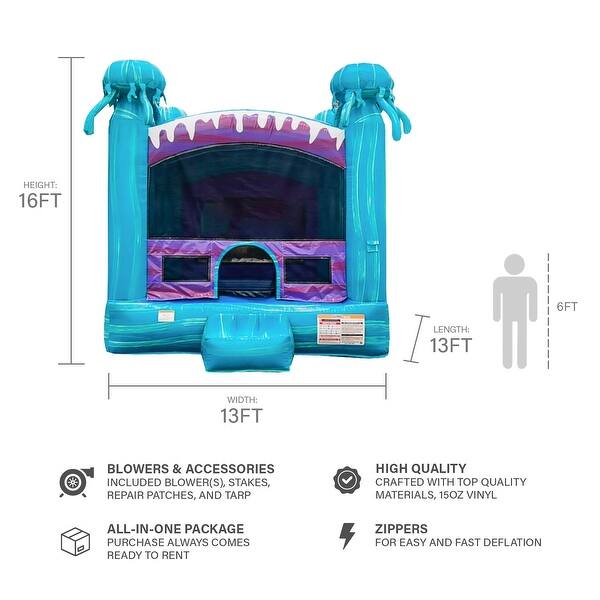 JumpOrange Electric 13 ft x 13 ft Commercial Grade Inflatable Bounce House for Kids and Adults (with Blower)