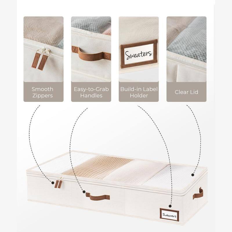Underbed Storage,Fabric Organizers with Reinforced Handles & Label Holders,2-Pack