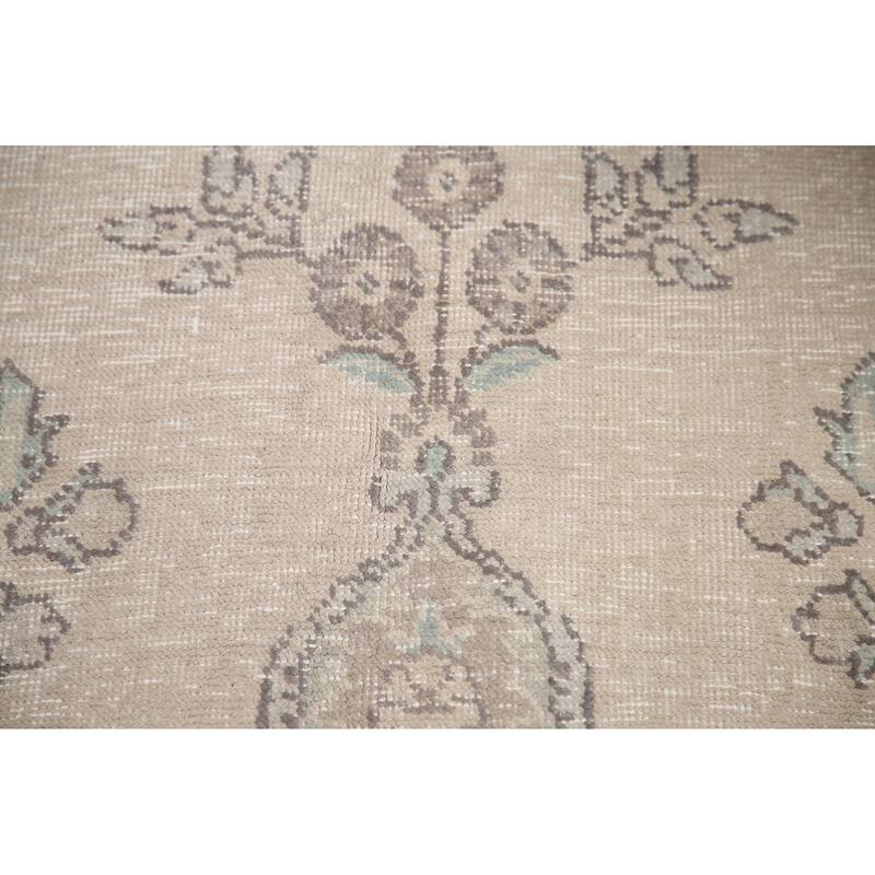 Hand Knotted Oriental 100% Wool Carpet Traditional Medallion Beige & Ivories Tabriz Area Rug - 9' 11'' X 6' 2''