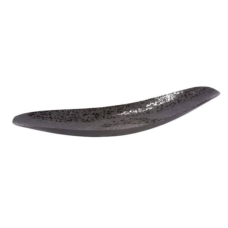 Allan Andrews Chiseled Texture Black Iron Elongated Tray, Large - 3H x 28W x 6D