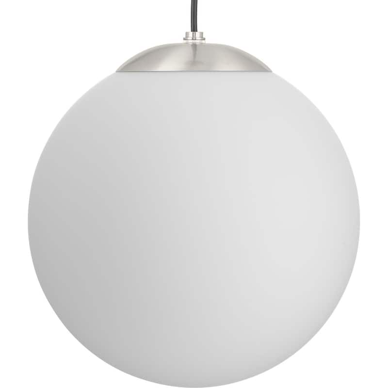 Atwell Collection Brushed Nickel and Opal Glass Globe Large Hanging Pendant Light - 12 in x 12 in x 12.5 in - 12 in x 12 in x 12.5 in