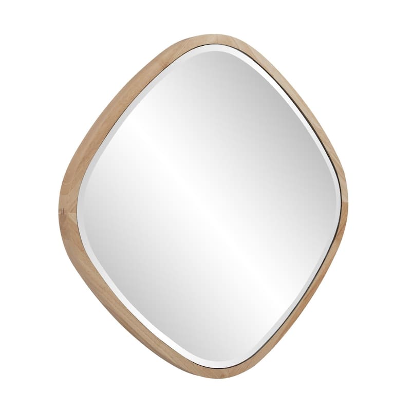 Allan Andrews Light Oak Wood Framed Beveled Wall Mirror