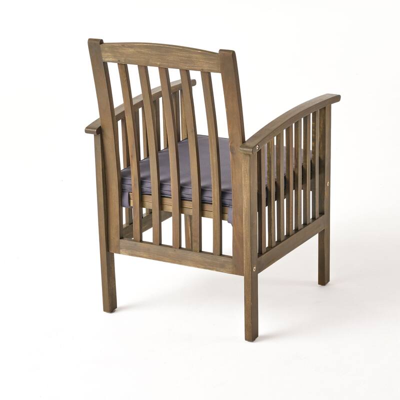 Roomfitters 2-Piece Acacia Wood Dining Chairs with Water-Resistant Cushions, Rustic Modern Outdoor Seating