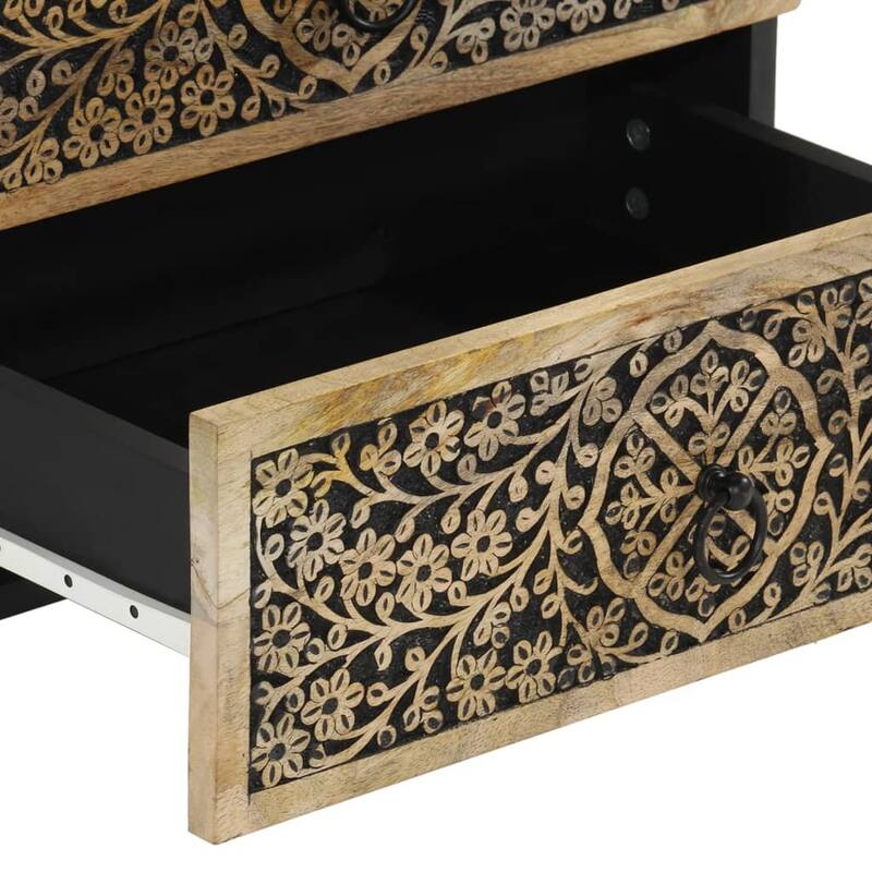 vidaXL Bedside Cabinet Mango wood with iron accents - 13.0 x 19.7 x 23.6 in