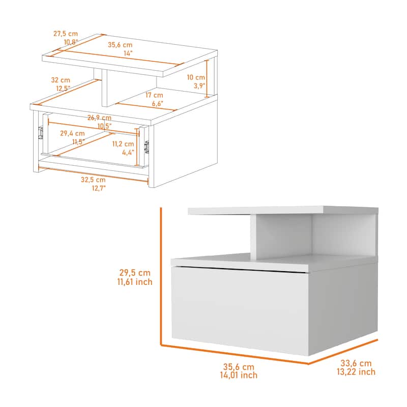 Floating Nightstand Flopini With One Drawer