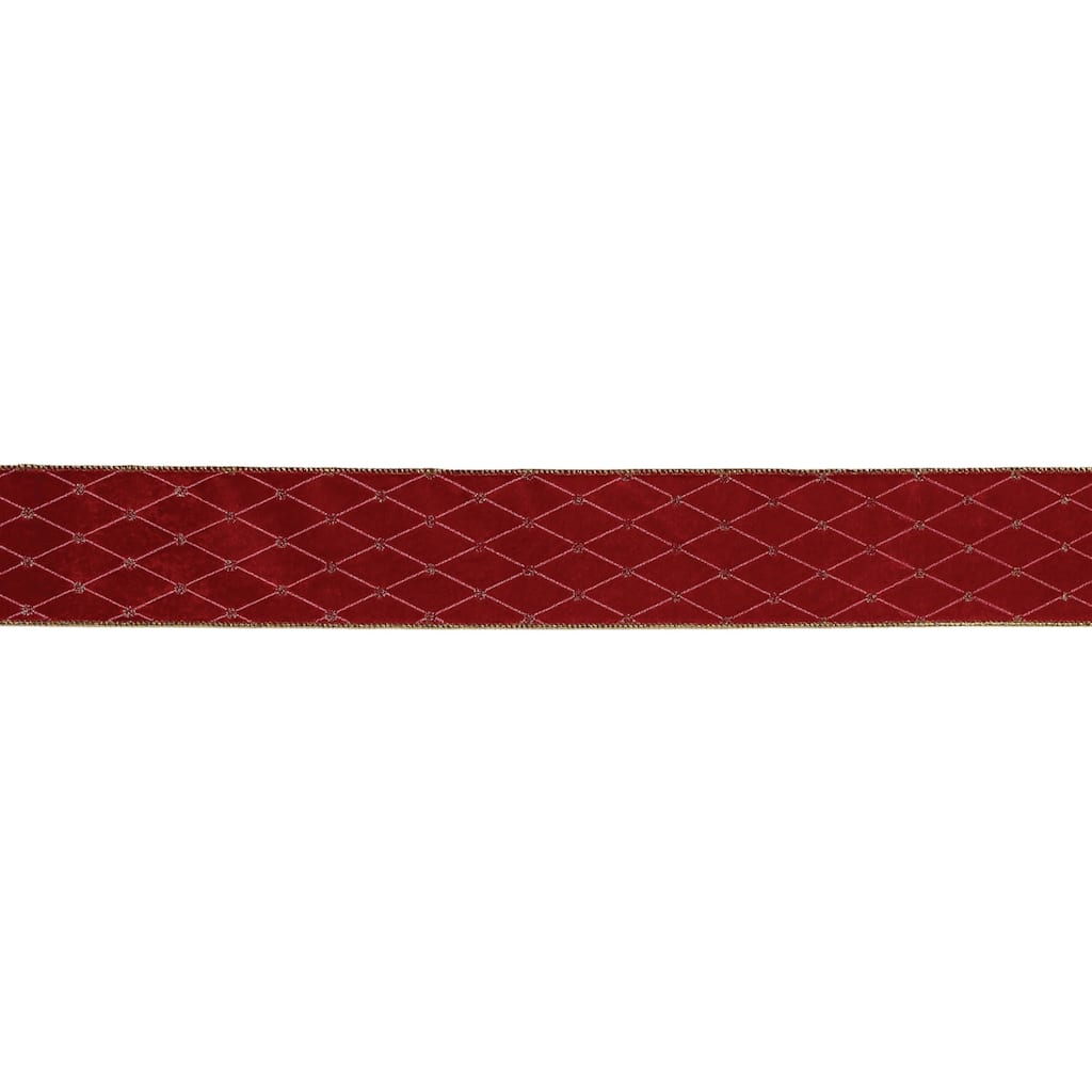 Red Diamond Wired Ribbon 2.5 Inch x 5 Yards for Holiday Crafts - 180” x 2.5” x 0.25”