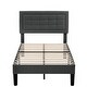 preview thumbnail 26 of 58, VECELO Tufted Upholstered Kids Bed with Adjustable Headboard,Twin Size Bed Set of 2