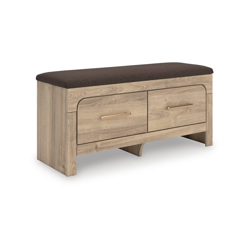 Signature Design by Ashley Prandefort Light Brown / Dark Brown Bedroom Storage Bench - 44" W x 16" D x 20" H