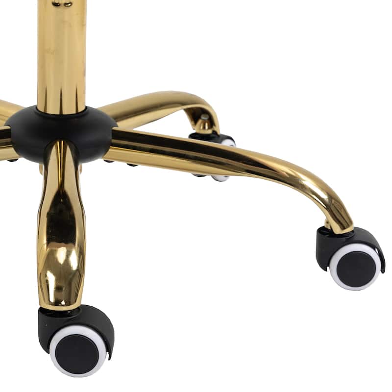 Velvet Home Office Chair with Gold Metal Base, Adjustable Height, and Side Arms for Living Room or Vanity Desk