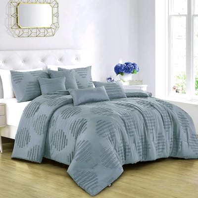 7 Piece Teal Blue Geometric Bedding Comforter Set
