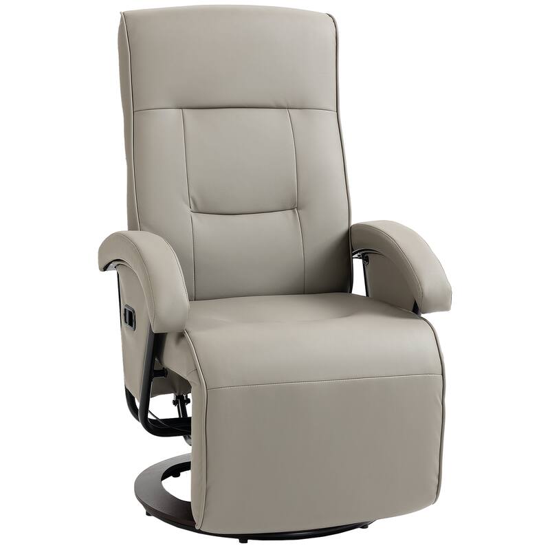 PU Leather Swivel Recliner with Footrest and Adjustable Backrest