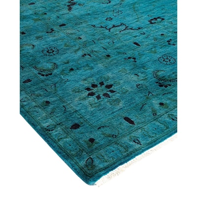 Fine Vibrance, One-of-a-Kind Hand-Knotted Area Rug - Blue, 9' 2" x 12' 5" - 9' 2" x 12' 5"