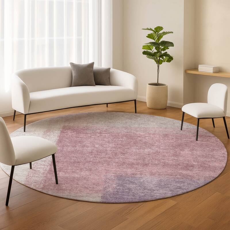 Machine Washable Indoor/ Outdoor Solid Contemporary Chantille Rug