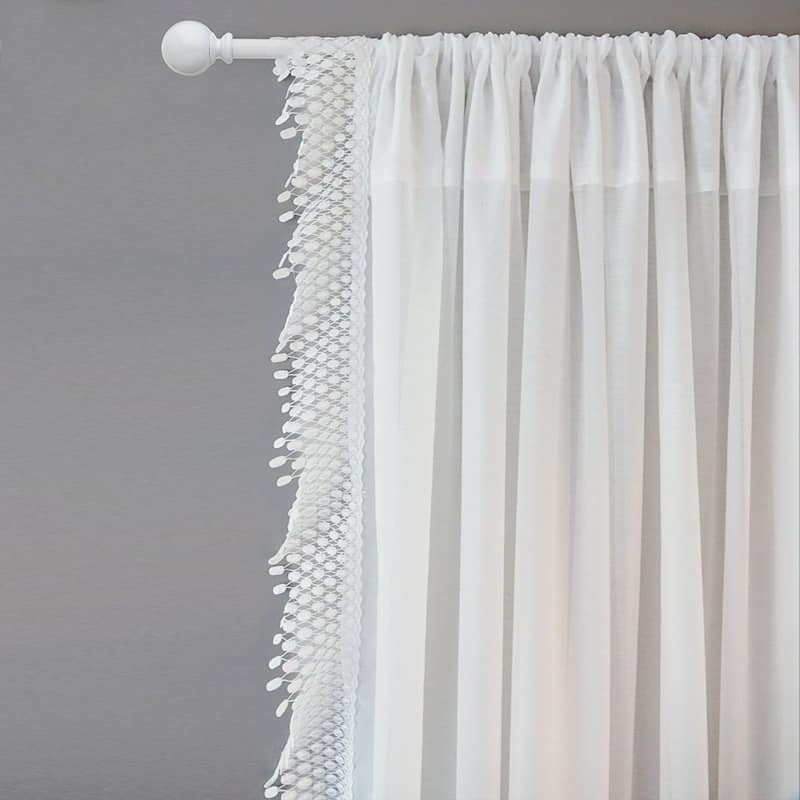 DriftAway Ava Lace/Crochet Trim Voile Sheer Window Curtain Panel Pair