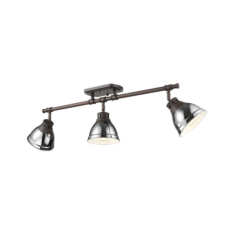 Yep by Golden Lighting Duncan 3-light Semi-Flush Mount in Rubbed Bronze and Chrome shade - Rubbed Bronze - 3-Light Semi-flush