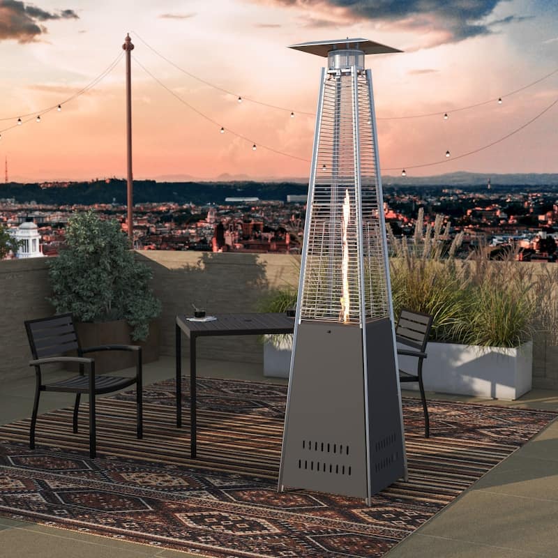 Outdoor Patio Heater - 7.5 Feet Round Steel Patio Heater - 42,000 BTU's - Grey