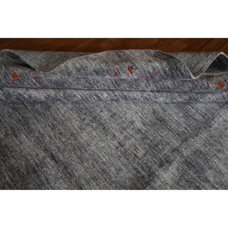 Hand Knotted Oriental 100% Wool Carpet Tribal Tribal Greys & Charcoal Gabbeh Area Rug - 12' 1'' X 9' 4''
