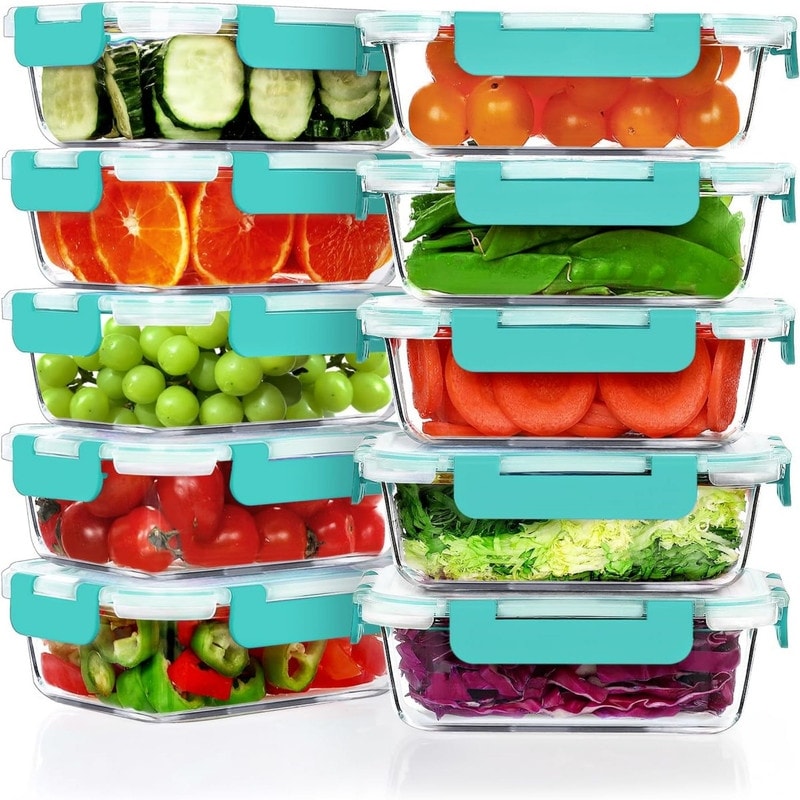 M MCIRCO Glass Meal Prep Containers 2 Compartments, 10-Pack 22 Oz, Gray