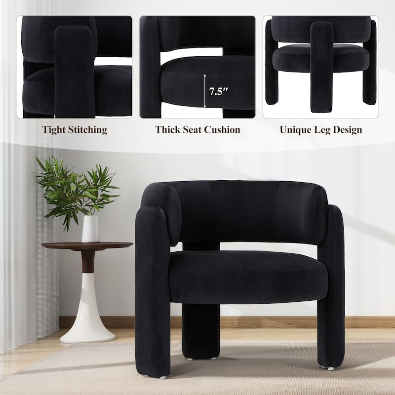 RENEWLINE Modern Velvet Barrel Accent Chair - 3-Leg Design for Living Room, Bedroom