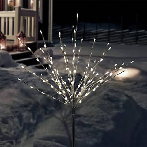 Alpine Corporation 39"H Indoor/Outdoor Metallic Foil Tree Stake Holiday Decoration with Green LED Lights