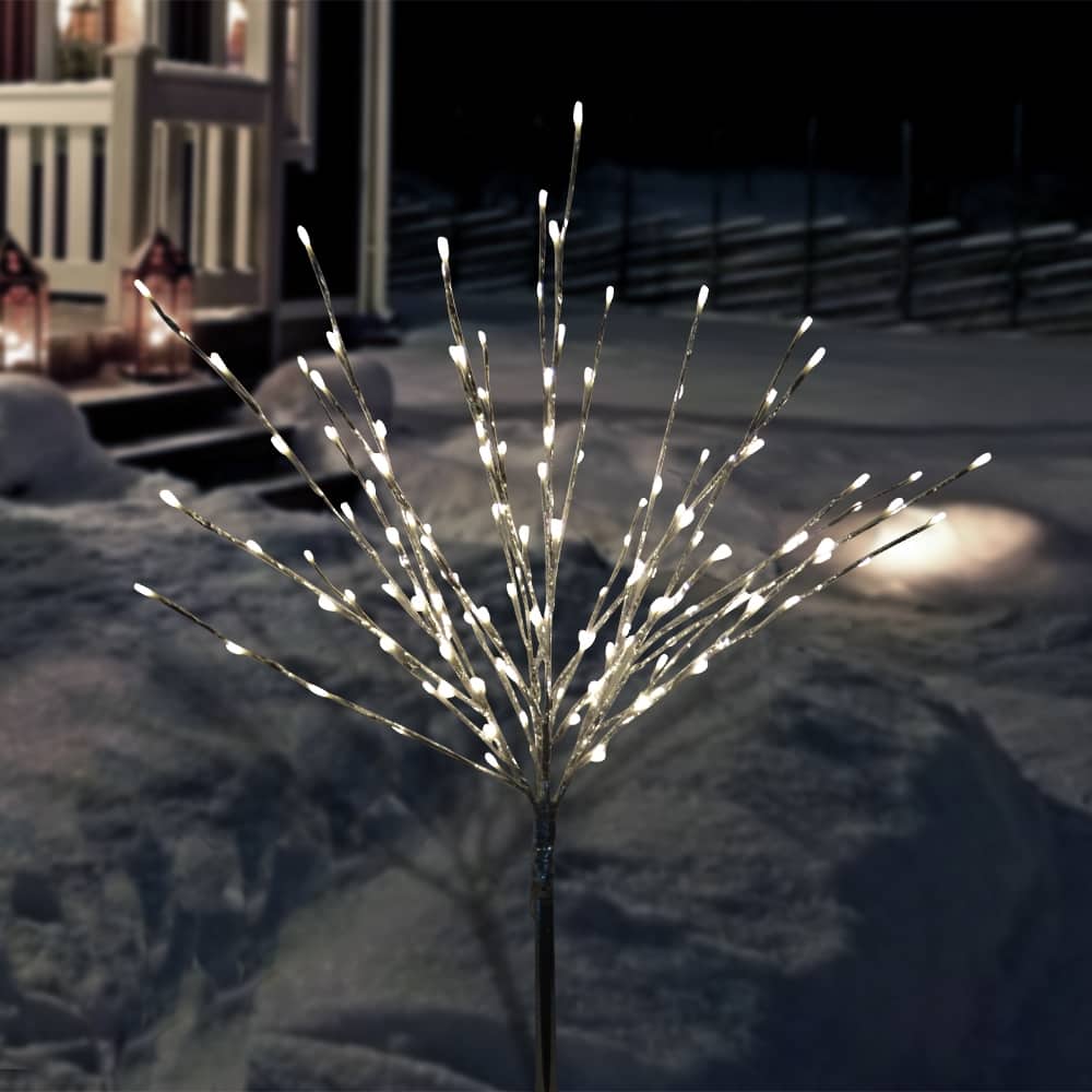 Alpine Corporation 39"H Indoor/Outdoor Metallic Foil Tree Stake Holiday Decoration with Green LED Lights