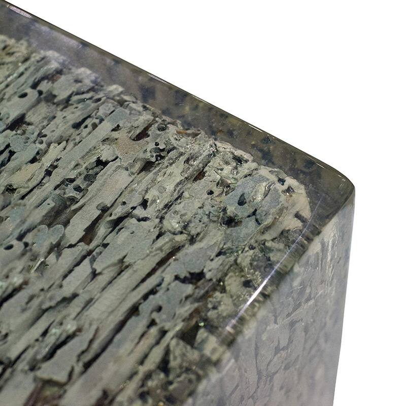 11.5 in. Gray Square Wood End Table with Pedestal Base