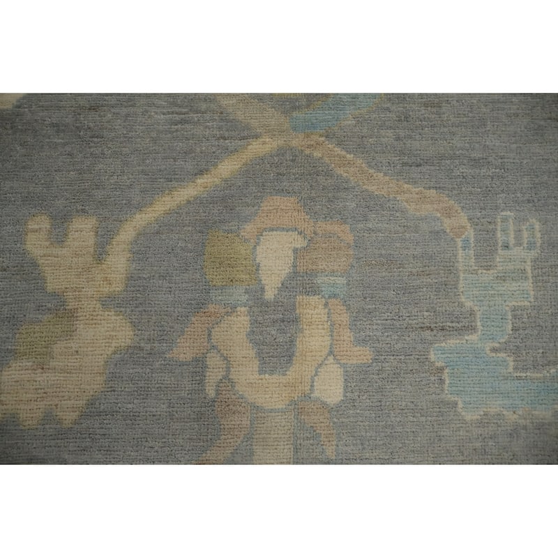 Hand Knotted Oriental 100% Wool Carpet Transitional All-Over Greys & Charcoal Oushak Area Rug - 14' 0'' X 10' 2''