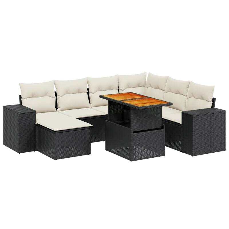 vidaXL Patio Sofa Set with Cushions Conversation Set Outdoor 8 Piece Poly Rattan