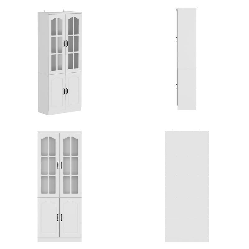 Kitchen Cabinet Clear Visibility Tempered Glass Showcase Combo Cabinet