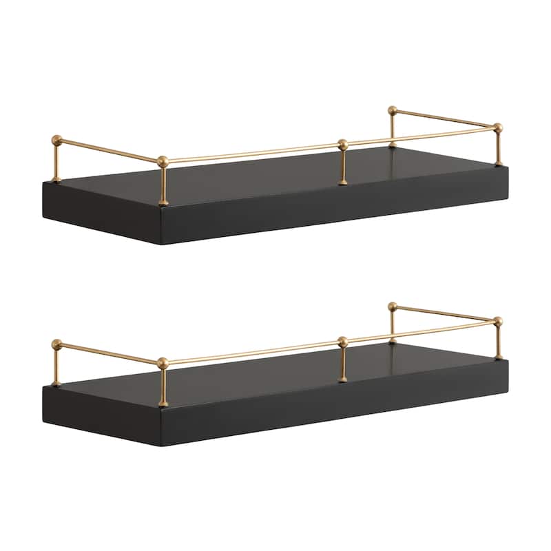 Kate and Laurel Havina Floating Shelf Set - 2pc 24 inch - Black