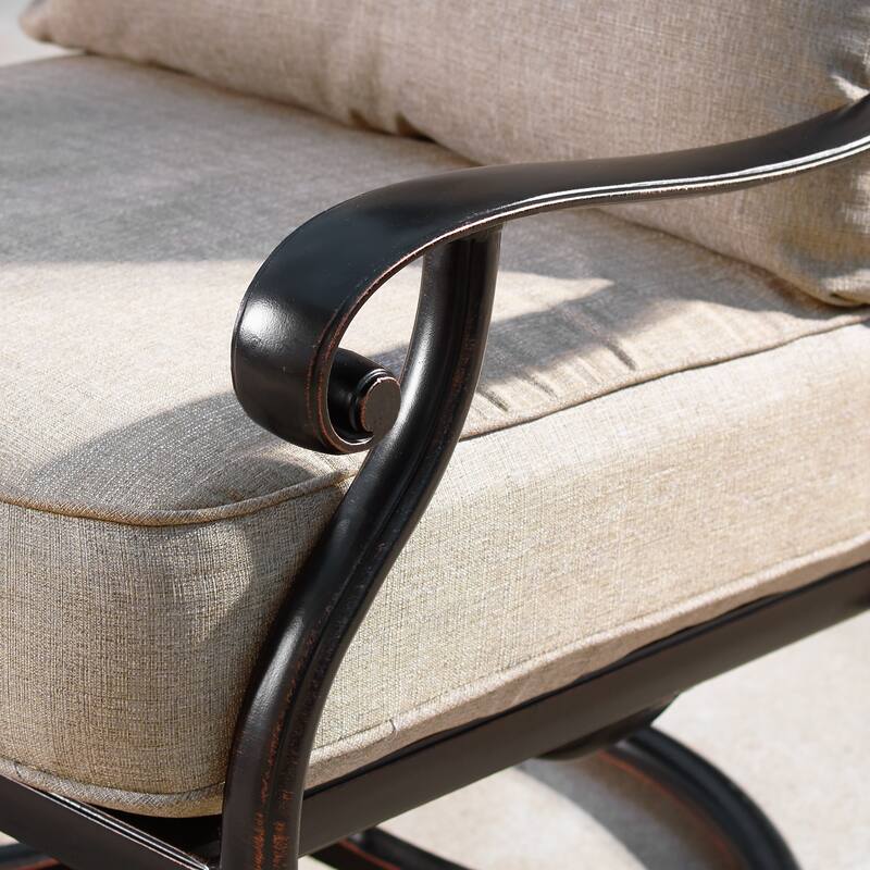 Aluminum 44in Fire Table Set with Four Swivel Rockers & Accessories