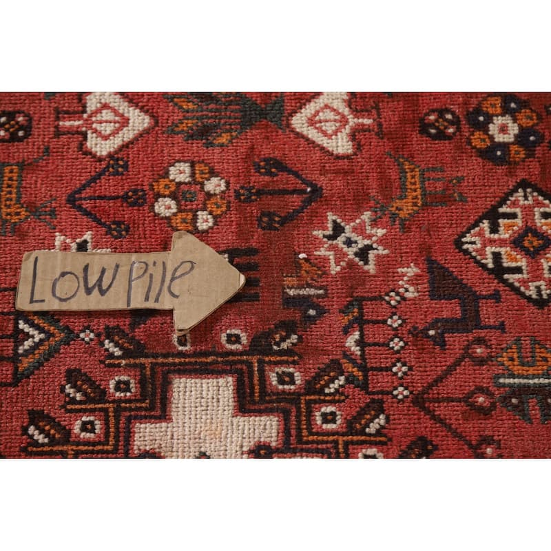 Tribal Red Shiraz Persian Vintage Area Rug Hand-Knotted Wool Carpet - 6'8"x 10'0"