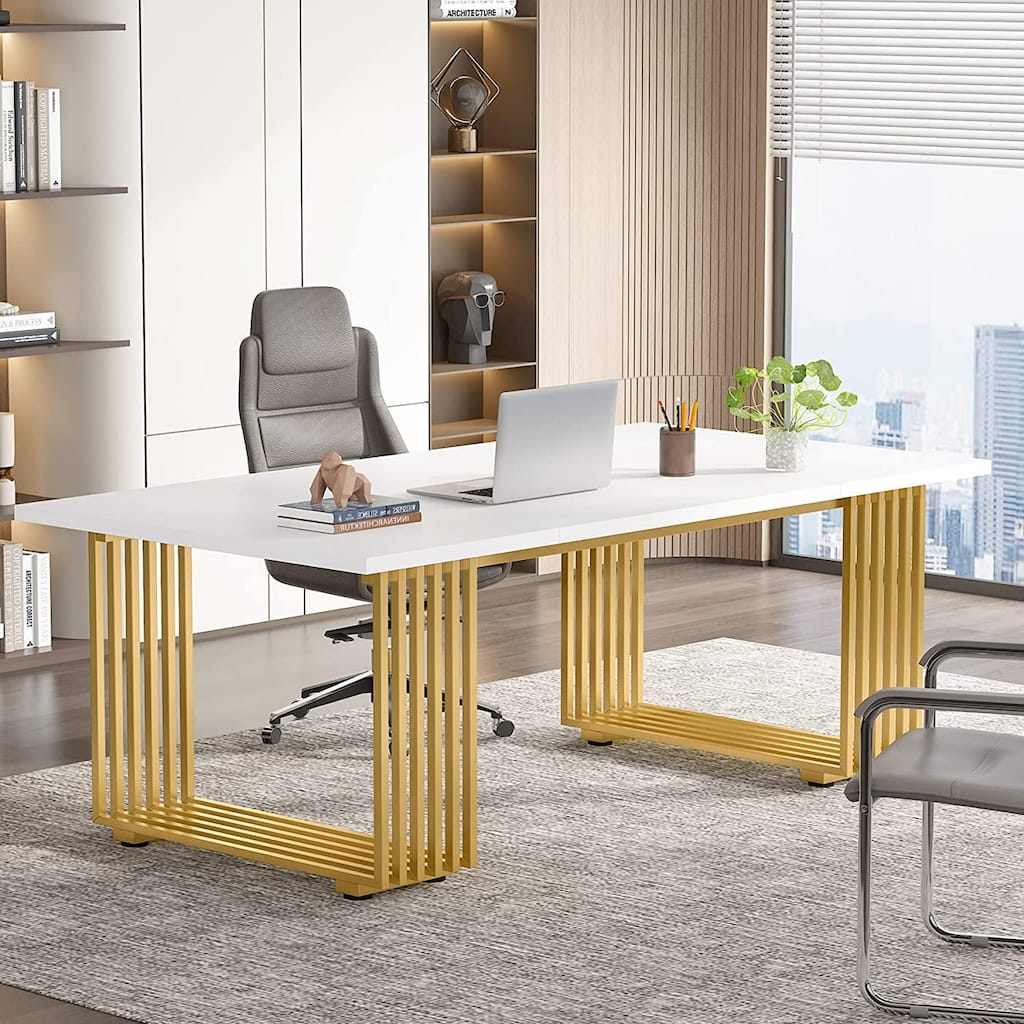 70.9" Modern Office Desk, Wood Computer Desk Large Executive Desk