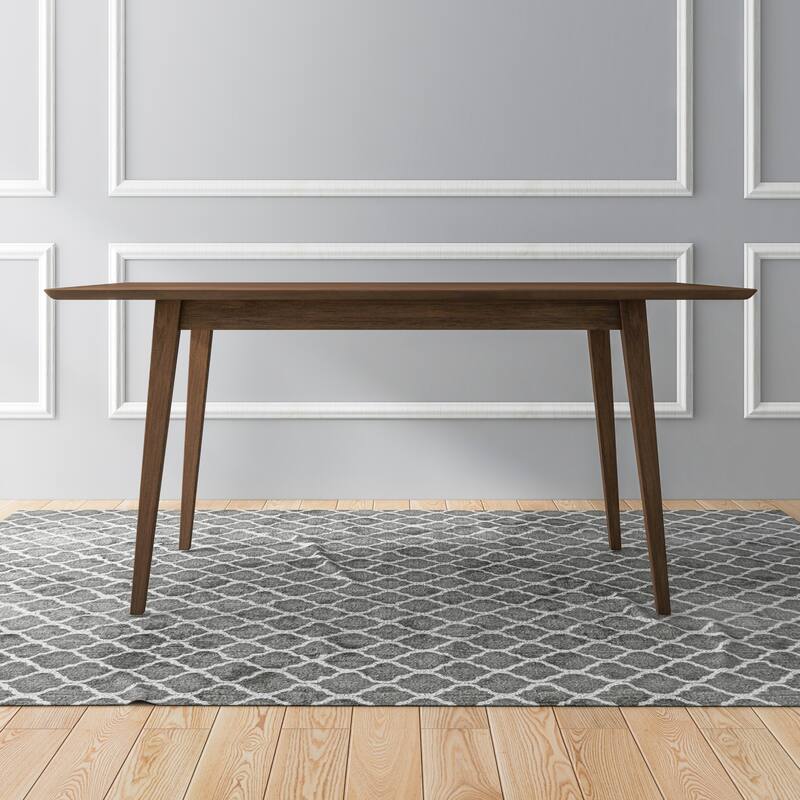 GDFStudio - Mary Modern 63" Length Solid Wood Rectangular Dining Table with Beveled Edges