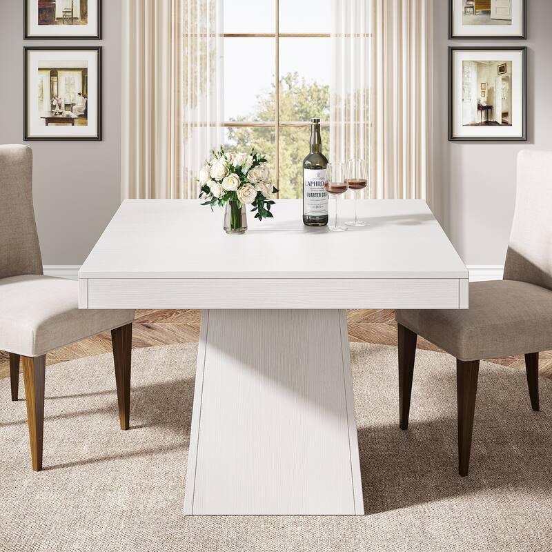 Square Dining Table for 4, 31.5-Inch Kitchen Table with Pedestal Base - 31.5"D x 31.5"W x 29.53"H